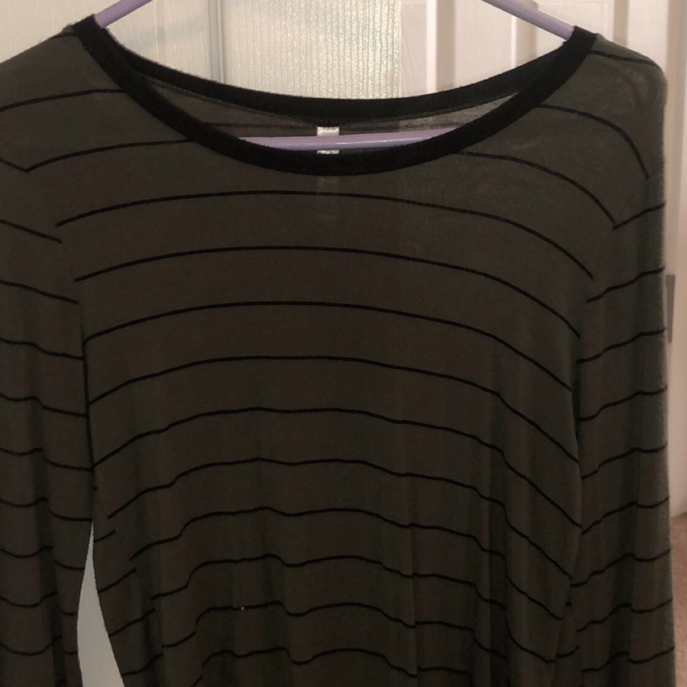 Black and green striped longsleeve shirt.